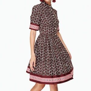 NWT Kate Spade floral rose tile shirt dress size 12